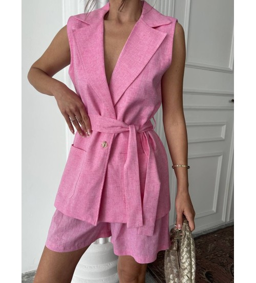 9713 Yeni Sezon Yüzde Yüz Keten Şort-Yelek Takim ( Yelek Ast - Isadora (20250525_114712)