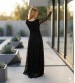 Yasmin Uzun Siyah Güpürlü Abiye Elbise 0107