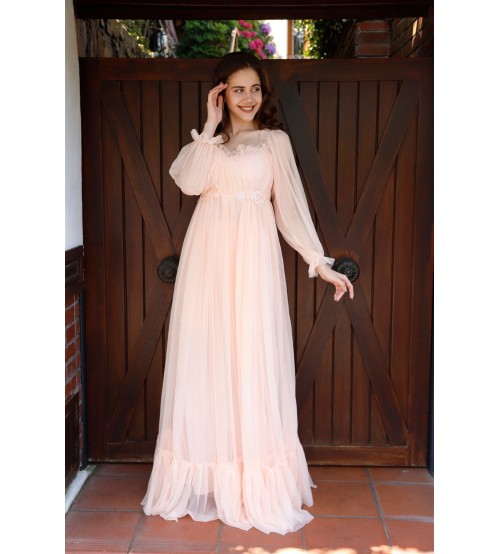Carmen Bayan Tül Detay Tasarım Abiye Elbise (0168)