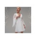 Lareina İspanyol Kol Tül Detay Mini Mezuniyet Elbise (Beyaz) (0207)