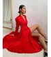Danilo Saten Kemerli Elbise Kırmızı0235