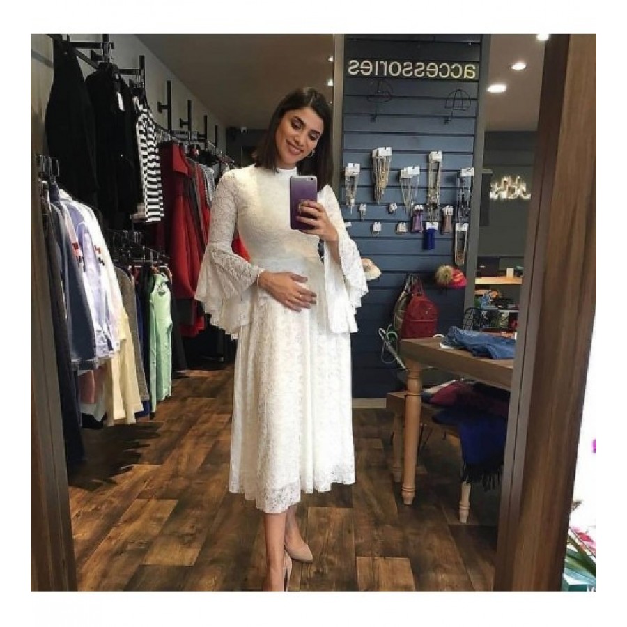 Hadley İspanyol Kol Kırmızı Midi Boy Abiye0194