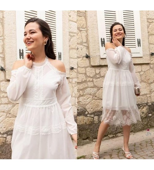 Zeney Tül Güpür Dantel Nikah Abiye Elbisesi 0239