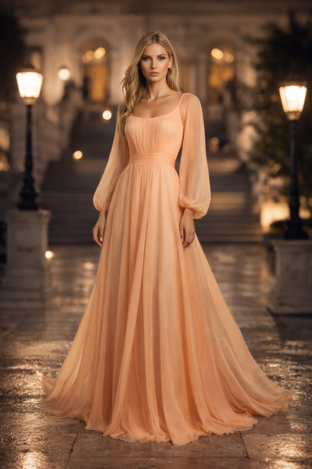 Filmena Tasarım Tül Abiye Elbise 0168