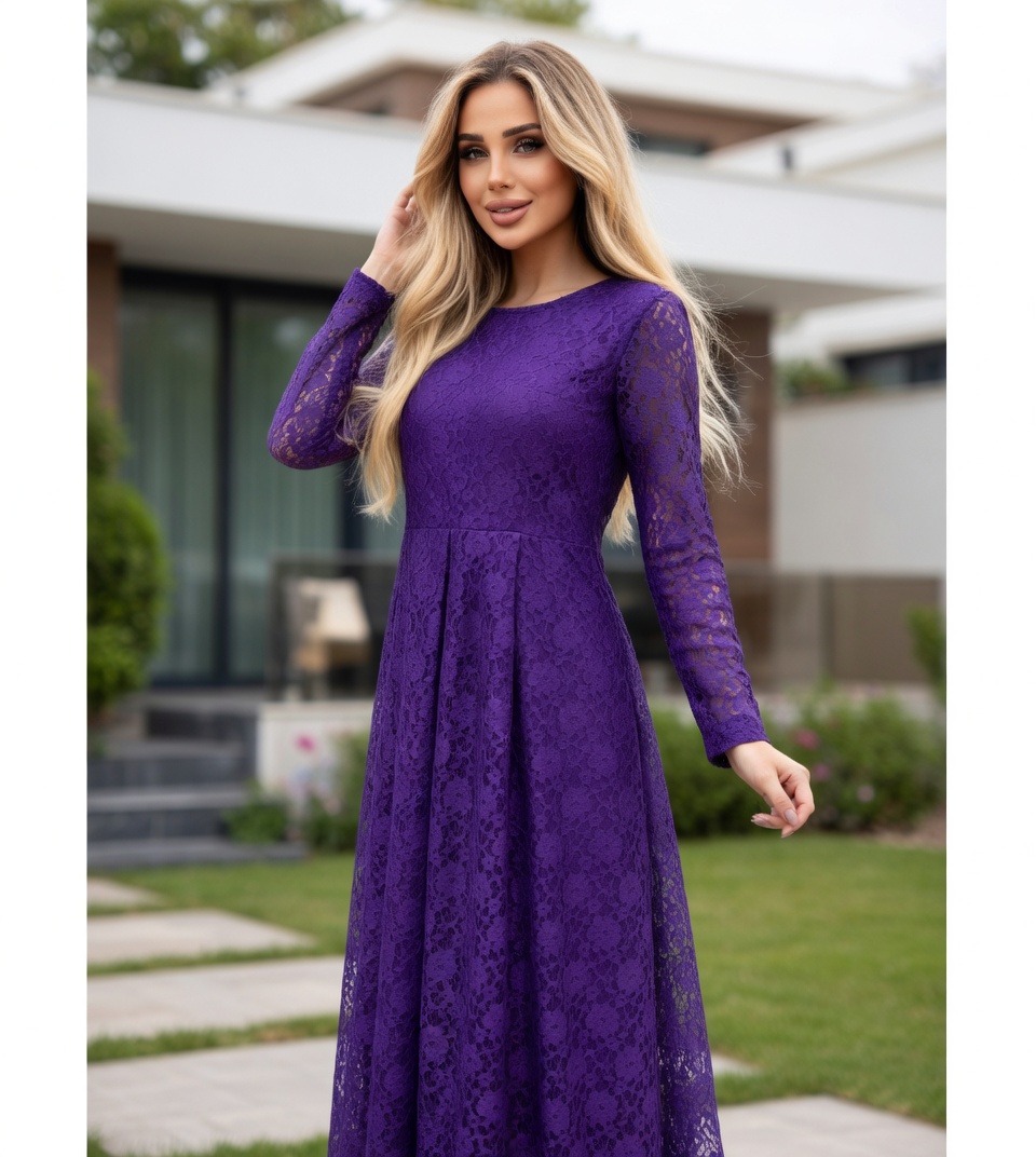 Zaynap Kuyruklu Güpürlü Abiye Elbise 0188