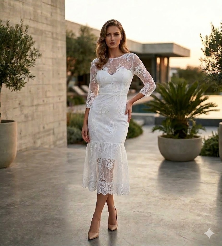 Galena Flok Baskı Midi Elbise 0156