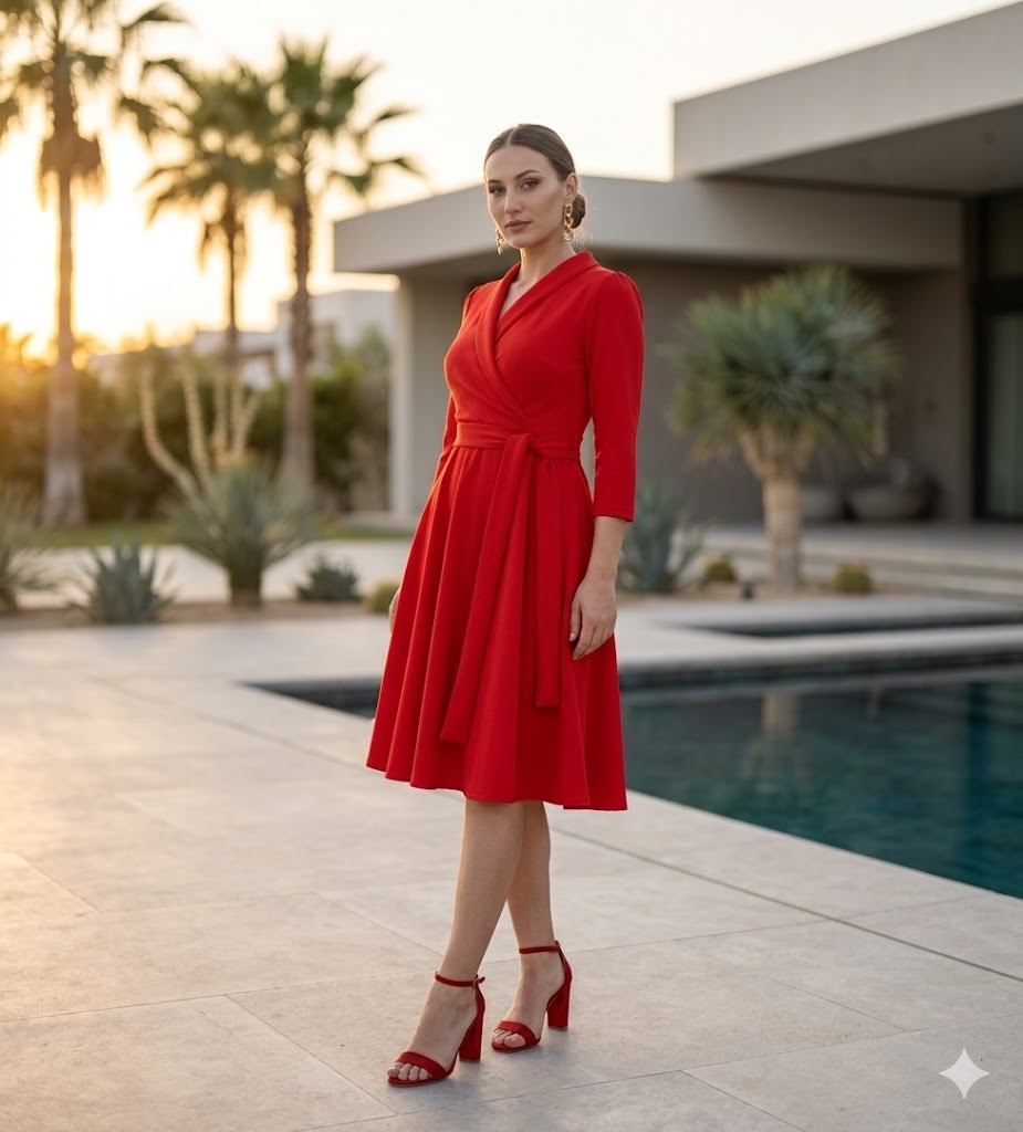 Madelyn Kuşaklı Atlas Elbise 0198