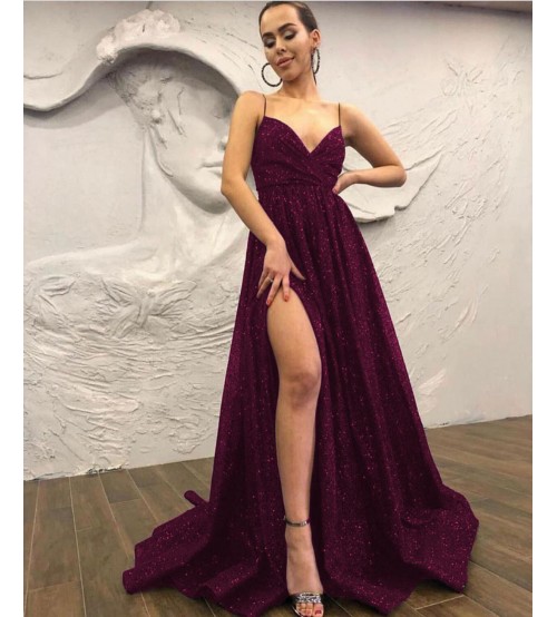 Amor Askılı Simli Abiye-MÜRDÜM 0155