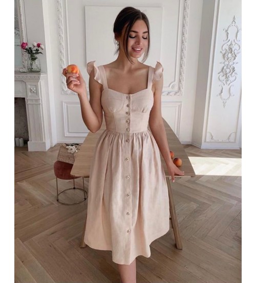 Milo Aerobin Kumaş Düğmeli Midi Elbise0242